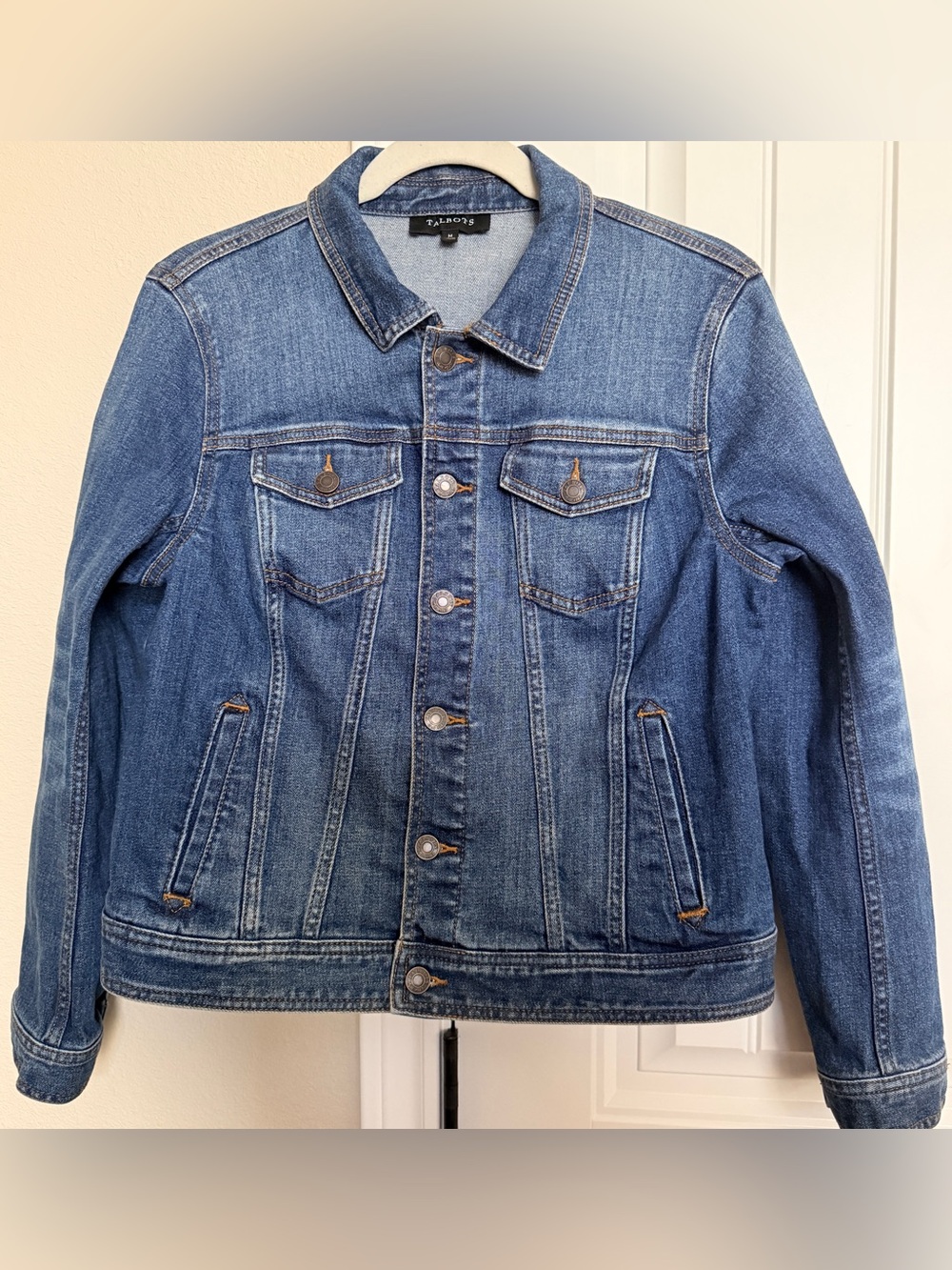 Talbots Medium Wash Blue Denim Jacket Size Medium